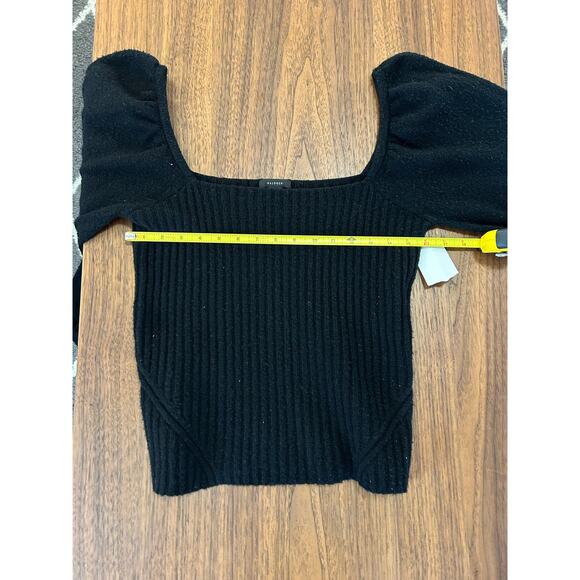 Halogen Puff Sleeve Square Neck Sweater in Black Size Small - Picture 4 of 6